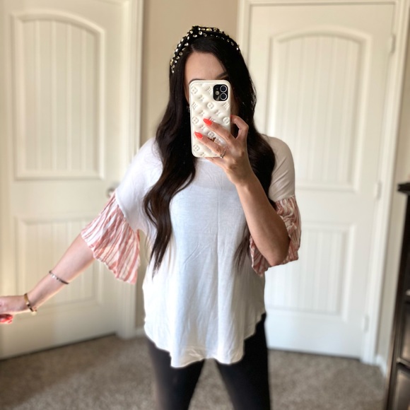 Promesa white flutter sleeve boutique top S - Picture 5 of 8